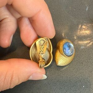 Yves Saint Laurent Gold Earrings with Blue Accent